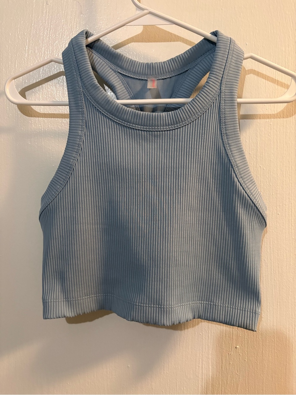 Free People Ribbed Racerback Cropped Tank Top - Light Blue